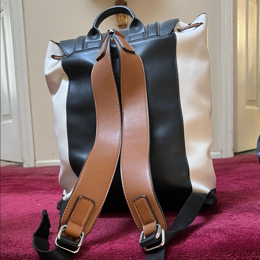Zara Man Tan Cream Black Colorblock Backpack - Picture 2 of 2